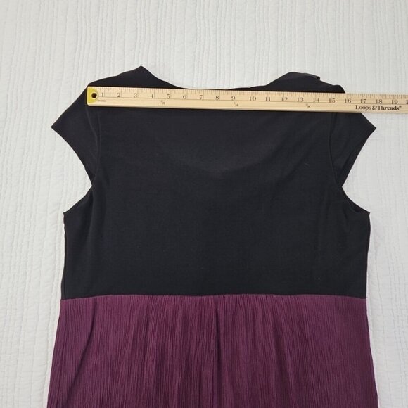 Tiana A Line Dress Women's 12 Stretch Black & Purple Stones Cap Sleeve EUC - Picture 8 of 11